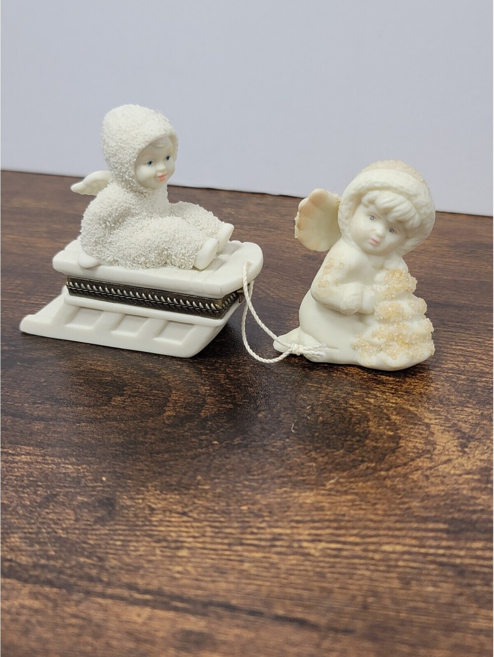 Department 56 Snowbabies Hinged Trinket Box "Hold On Tight" Sled